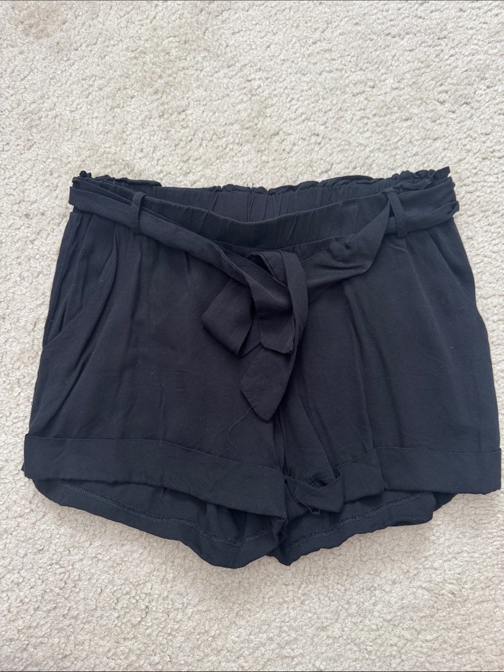 Women's Black Tie-Waist Casual Shorts - Size large